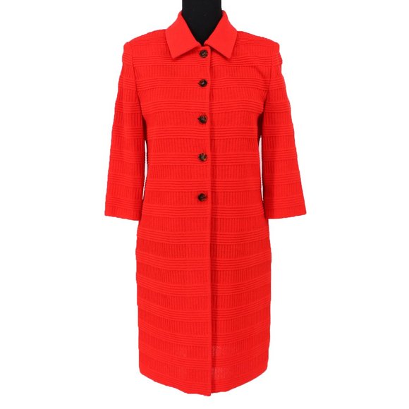 St. John Jackets & Blazers - ST. JOHN Red Textured Long Coat Blazer Tank Set 2
